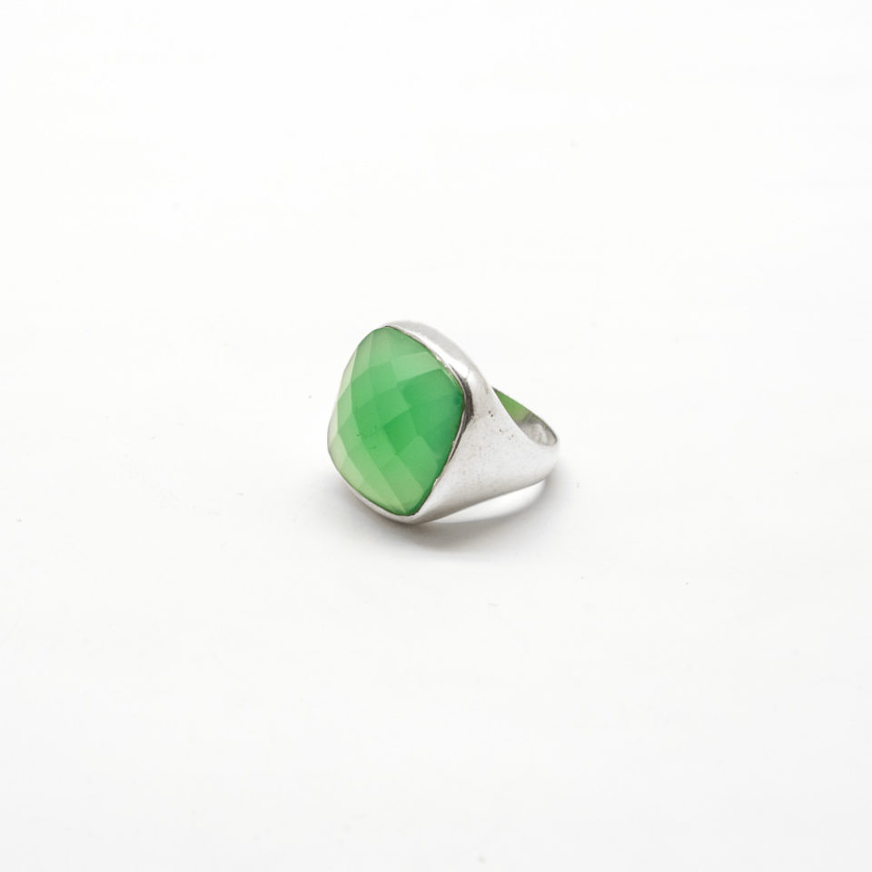 Bague Agate verte sur argent