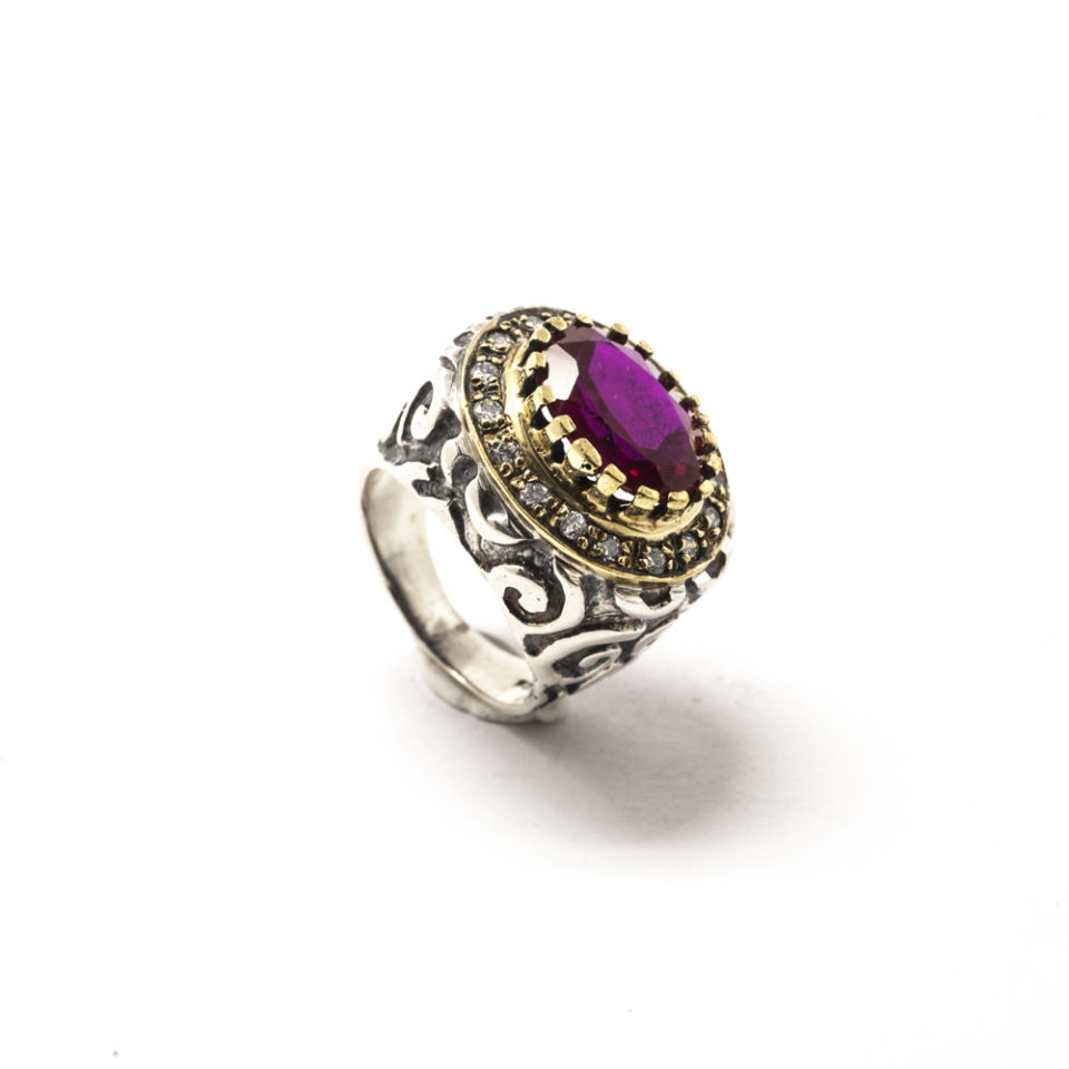 Bague Turque Carmine sur Argent & bronze