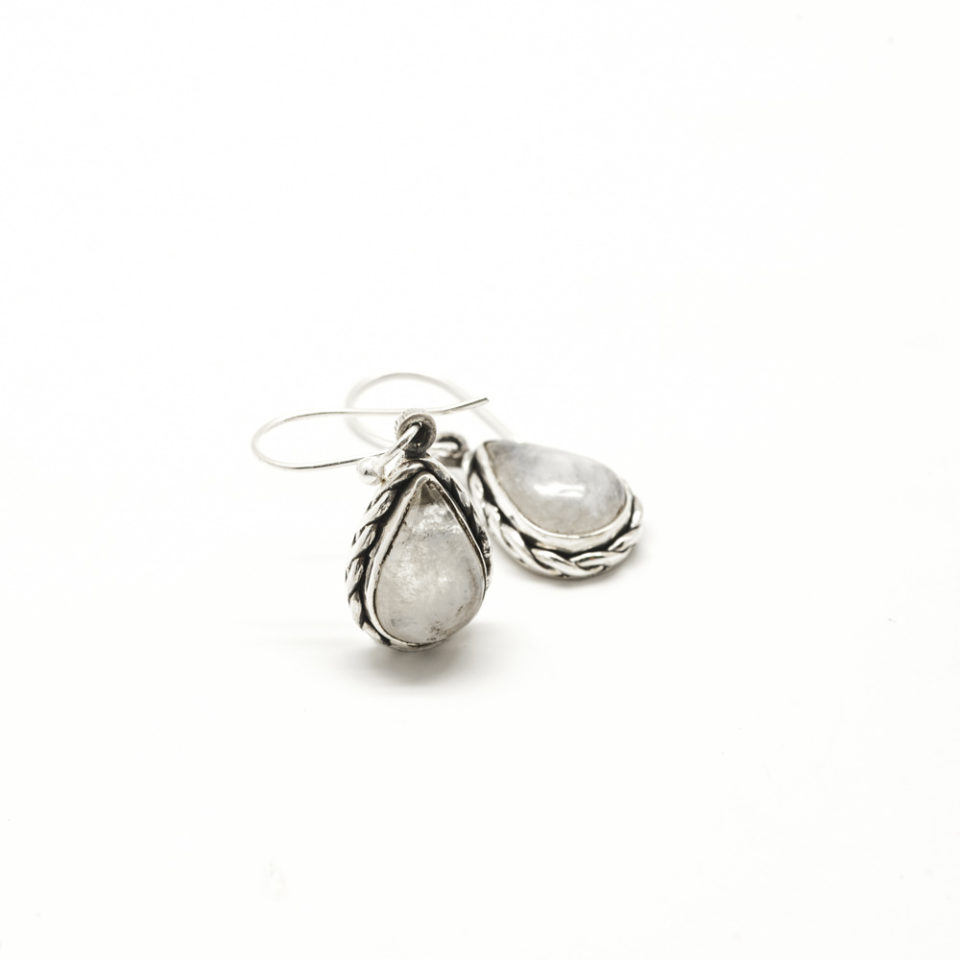 Boucles Pierre de lune en cabochon et argent