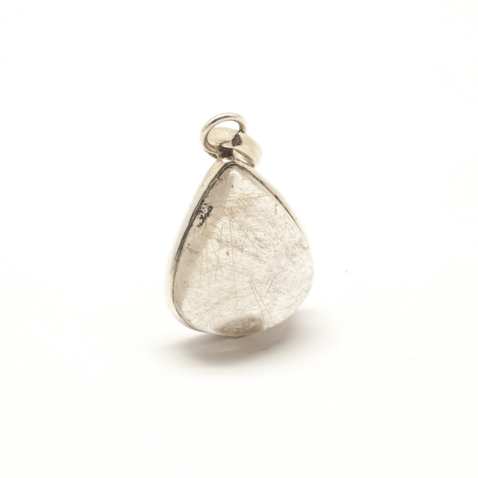 pendentif cabochon quartz rutilé et argent