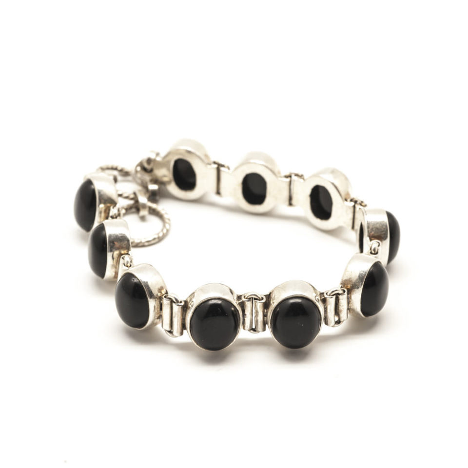 Bracelet cabochon d'Onyx et argent