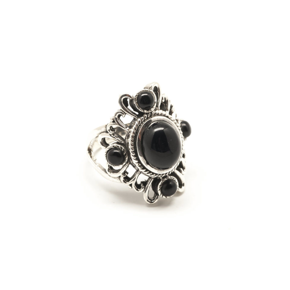 Bague cabochon d'Onyx et argent
