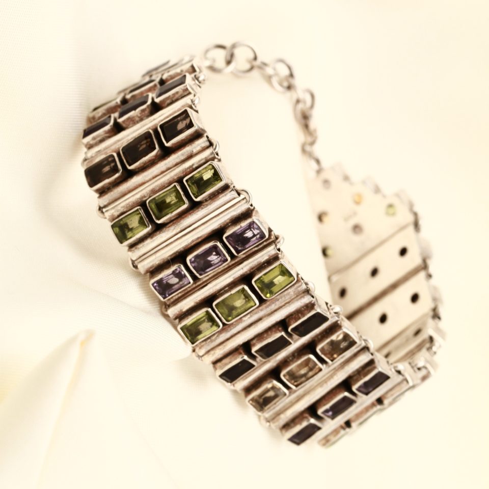 Bracelet pierres facetées sur argent